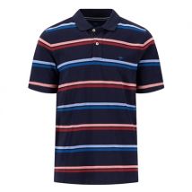 Fynch Hatton Striped Premium Cotton Polo Shirt - Navy - L