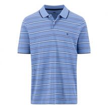 Fynch Hatton Striped Cotton Polo Shirt - Blue - L