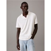 Calvin Klein Linen Cotton Cuban Collar Polo Shirt - White - L