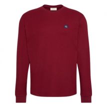 Calvin Klein Jeans Long Sleeve Waffle Badge Crew T-shirt - Red - S