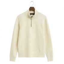 Gant Sacker Rib Half-Zip Sweatshirt - Cream - 2XL