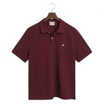 Gant Regular Fit Shield Piqué Polo Shirt - Wine - XL