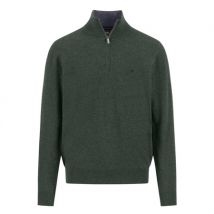 Fynch Hatton Troyer-Zip Merino Cashmere Sweater - Green - M