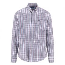 Fynch Hatton Checked Button Down Cotton Shirt - Wine - 3XL