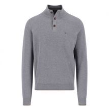 Fynch Hatton Troyer Button Cotton Sweater - Grey - L
