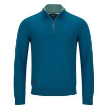 6th Sense Harry 1/4 Zip Sweater - Petrol Blue - L