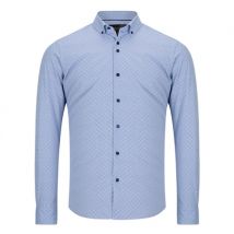 6th Sense Button Down Performance Printed Shirt Per 17 - Blue - L