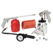 Mecafer - Kit 5 Accessoires : 1 Pistolet De Peinture + 1 Poignée De Gonflage Cee + 1 Pistolet Pulvérisateur + 1 Soufflette Bec Court + 1 Tuyau Spiralé