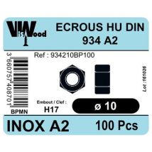 Écrous Inox A2 Diam.10 Mm 100 Pièces - Viswood