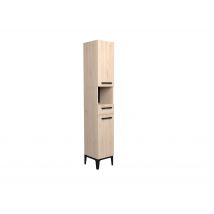 Parisot - Colonne De Salle De Bain Sur Pieds 2 Portes + 1 Tiroir + 1 Niche Aspect Chêne L.30 X P.32 X H.178 Cm - Brooklyn