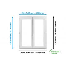 Closy - Fenêtre Pvc H.75 X L.100 Cm Ouvrant À La Française 2 Vantaux Blanc
