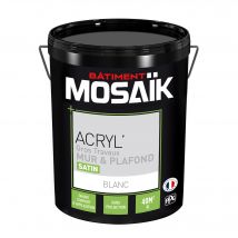 Mosaik - Peinture Intérieure Murs Et Plafonds Acrylique Gros Travaux Satin Blanc 4 L - Mosaïk