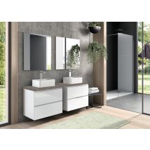 Futur Bano - Meuble Sous Vasque Suspendu 2 Tiroirs Blanc Brillant L.80 X P.45 X H.50 Cm - Atlantis