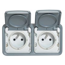 Legrand - PRISE 2P+T DOUBLE HORIZONTALE GRIS LEGRAND