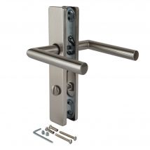Alpertec - Poignée De Porte Sur Plaque Grise Mat Entraxe Ajustable À Condamnation Edison Dualfit X2