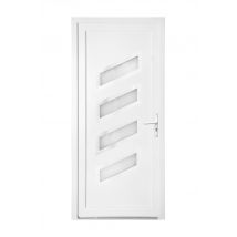 Bazin - Porte D'entrée Pvc Blanc Poussant Gauche H.215 X L.90 Cm Saturne