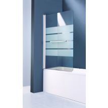 Elmer - Pare-baignoire Verre Sérigraphié Chromé L.85 X H.140 Cm Shiva