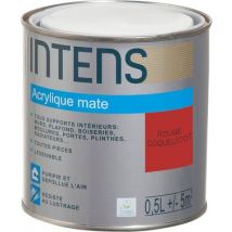 Peinture Intérieure Multi-supports Acrylique Monocouche Mate Rouge Coquelicot 0,5 L - Intens