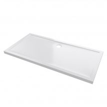 Aurlane - Receveur à poser ou à encastrer écoulement décentré en acrylique blanc l.160 x L.80 cm