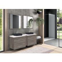 Futur Bano - Meuble Sous Vasque Suspendu 2 Tiroirs Décor Chêne Grisé L.60 X P.45 X H.50 Cm - Atlantis