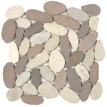 Bati Orient - Mosaïque Galets Scie Blanc/beige Xl L.30 X L.30 Cm