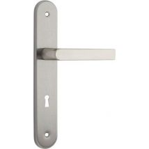 Poignée De Porte Sur Plaque Nickelé Entraxe 195 Mm Clé En En L Cluny X2 - Chainey