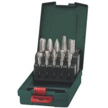 Coffret 10 Fraises Lime Carbure Rotatives Pour Meuleuse Droite - 628404000 Metabo