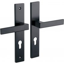 Alpertec - Poignée De Porte Sur Plaque Noire Mat Entraxe 195 Mm Clé En I Loft X2
