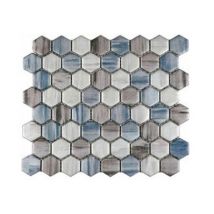 Bati Orient - Mosaïque 29,6 X 26,5 Cm Hexagone Verre Gris/bleu