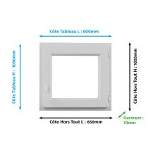 Closy - Fenêtre Pvc H.105 X L.60 Cm Ouvrant À La Française 1 Vantail Tirant Droit Blanc