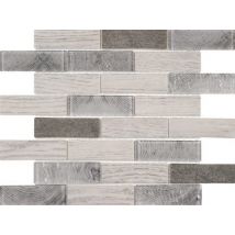 Bati Orient - Mosaïque Barrettes Verre Recyclé Gris L.26,4 X L.30 Cm