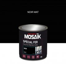 Mosaik - Peinture Fer Glycéro Anti-rouille Brillant Noir Mat 0,5 L - Mosaïk
