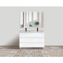 Futur Bano - Meuble Sous Vasque Sur Pieds 3 Tiroirs Blanc Brillant L.120 X P.45 X H.75 Cm - Atlantis
