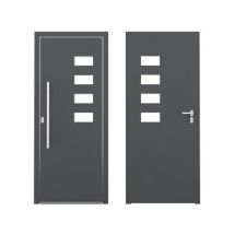 Jose Moret - Porte D'entrée Aluminium Gris Poussant Gauche H.215 X L.90 Cm Valencia