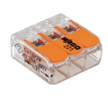 Borne Wago 221 Mini 3x4mm² À Levier 3 Pôles