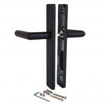 Alpertec - Poignée De Porte Sur Plaque Noire Mat Entraxe Ajustable Bec De Cane Edison Dualfit X2