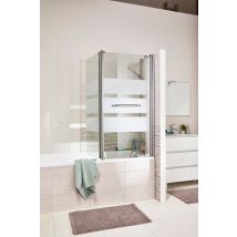 Elmer - Pare-baignoire Pivotant Verre Sérigraphié Chromé L.120 X H.140 Cm Rosa