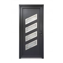 Bazin - Porte D'entrée Pvc Gris Poussant Gauche H.215 X L.90 Cm Saturne