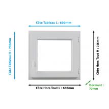 Closy - Fenêtre Pvc H.75 X L.60 Cm Ouvrant À La Française 1 Vantail Tirant Droit Blanc