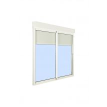 Vicente Vila - Baie Coulissante Aluminium H.200 X L.240 Cm Avec Volet Roulant Intégré Blanc