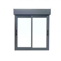 Vicente Vila - Fenêtre Aluminium H.115 X L.100 Cm Coulissant 2 Vantaux Avec Volet Roulant Intégré Gris