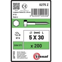 Tirefonds 6 Pans 5 X 30 Mm 200 Pièces - Vissal