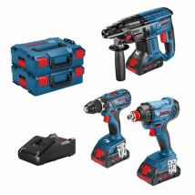 Kit 3 Outils 18 V Gsr/gdx/gbh + 3x4ah + Chargeur + 2 Coffrets L-boxx - Bosch Professional -