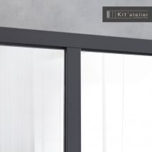Kit'atelier - Verrière Atelier Aluminium Coulissante, 6 Vitrages Inclus H.108 X L.183,20 Cm Noir Sablé