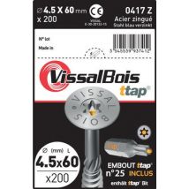 Vissal - Vis Agglo Ttap 4.5x60 Torx25 Filetage Partiel 200 Pcs