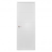 Uniarte - Bloc-porte Thermique Milan Laqué Larg.73 Cm Poussant Gauche Pleine Huiss.52 À 90 Mm Fin De Chantier