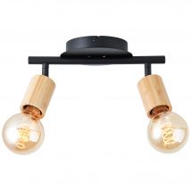 Plafonnier 2 Spots Métal Et Bois Noir E27 Tiffany - Brilliant (99682/76)