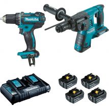 Pack Perforateur Burineur Filaire -dhr264 + Perceuse - Makita Ddf482