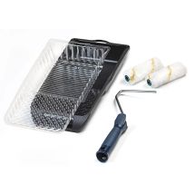 Kit À Peindre : 1 Rouleau Avec 2 Manchons Polyamide Méché 12mm Long.100mm Goldfaden + 1 Bac Et 3 Recharges Pour Surfaces Régulières - Rota