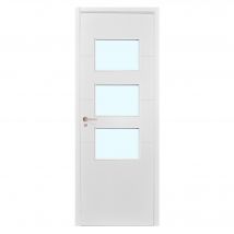 Uniarte - Bloc-porte Milan Laqué Larg.73 Cm Poussant Droit Pleine Vitrée Huiss.52 À 90 Mm Fin De Chantier